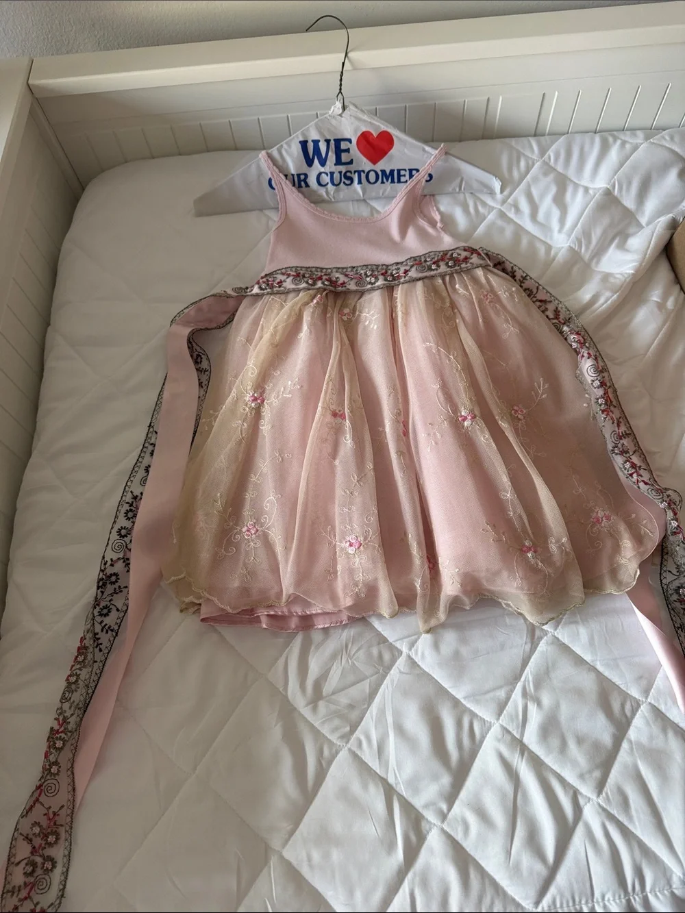 Kids Pink Floral Princess Costume Dress